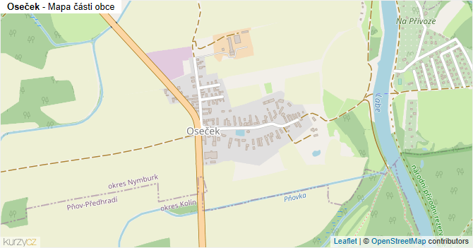 Oseček - mapa části obce
