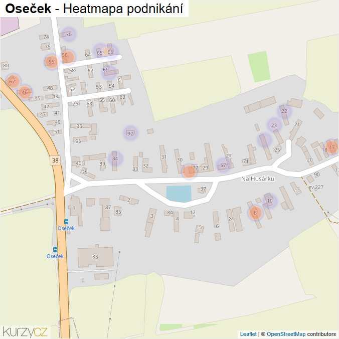 Mapa Oseček - Firmy v části obce.