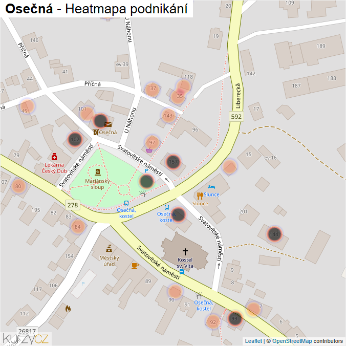Mapa Osečná - Firmy v obci.