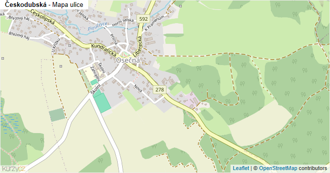 Českodubská - mapa ulice