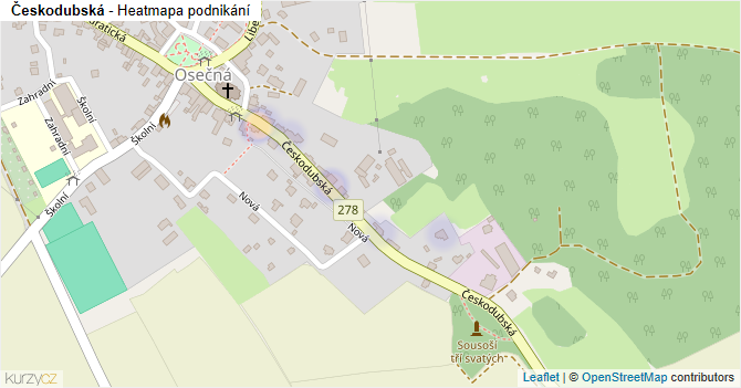 Českodubská - mapa podnikání