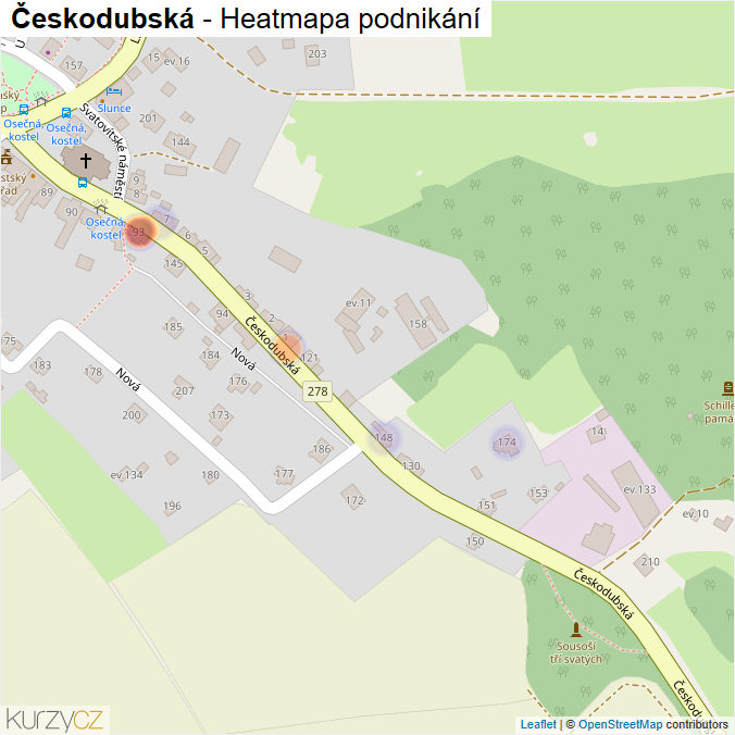 Mapa Českodubská - Firmy v ulici.