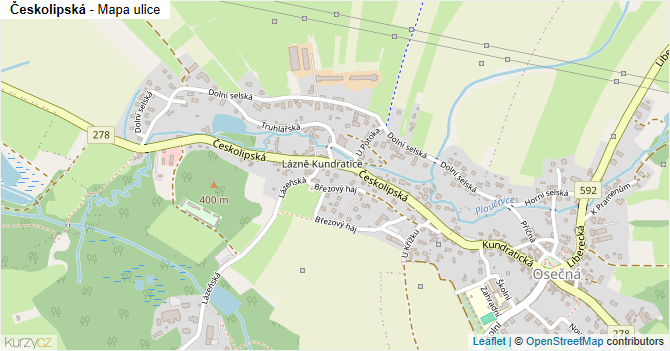 Českolipská - mapa ulice