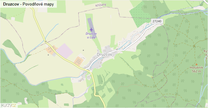 Druzcov - záplavové mapy stoleté vody