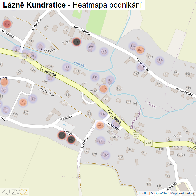 Mapa Lázně Kundratice - Firmy v části obce.