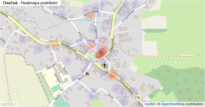 Osečná - mapa podnikání