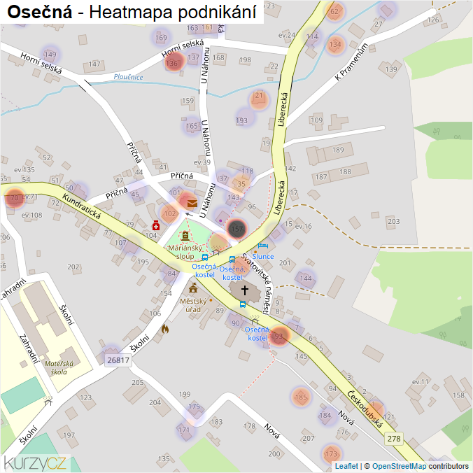 Mapa Osečná - Firmy v části obce.