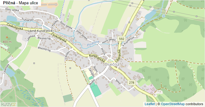 Příčná - mapa ulice