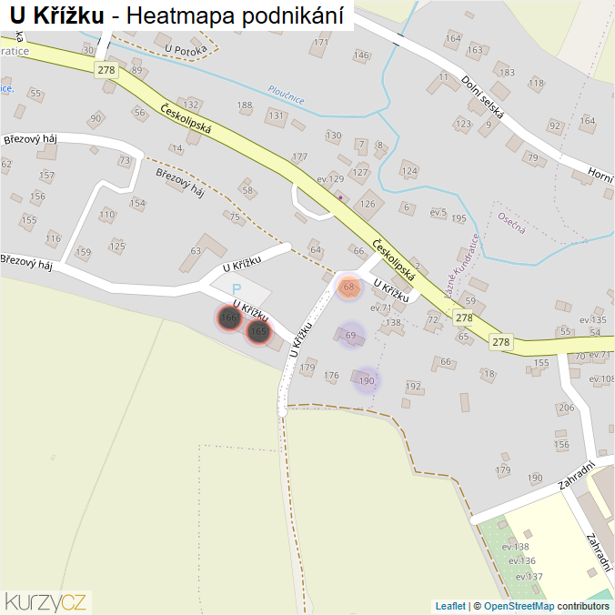 Mapa U Křížku - Firmy v ulici.