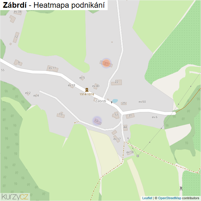 Mapa Zábrdí - Firmy v části obce.