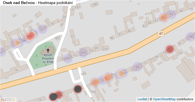 Osek nad Bečvou - mapa podnikání