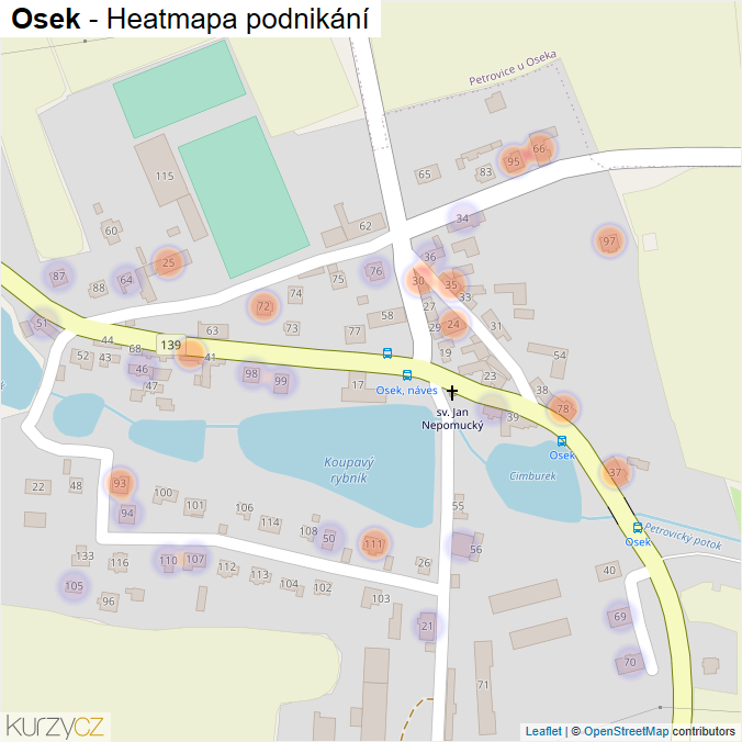 Mapa Osek - Firmy v části obce.