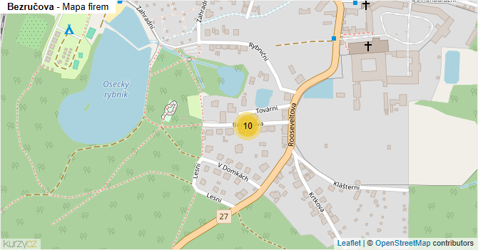 Bezručova - mapa firem