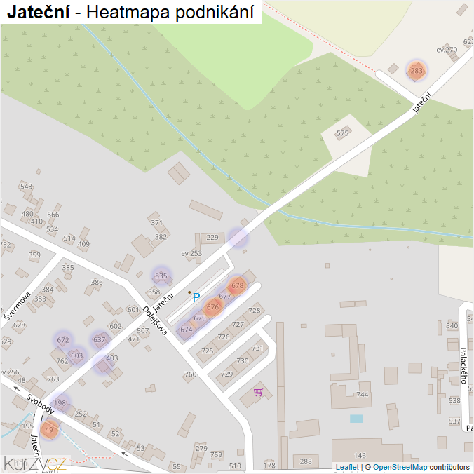 Mapa Jateční - Firmy v ulici.