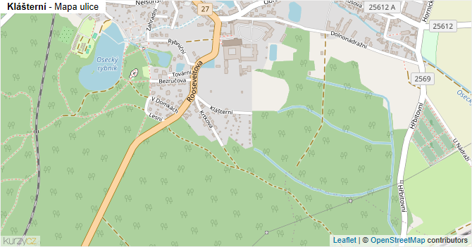 Klášterní - mapa ulice