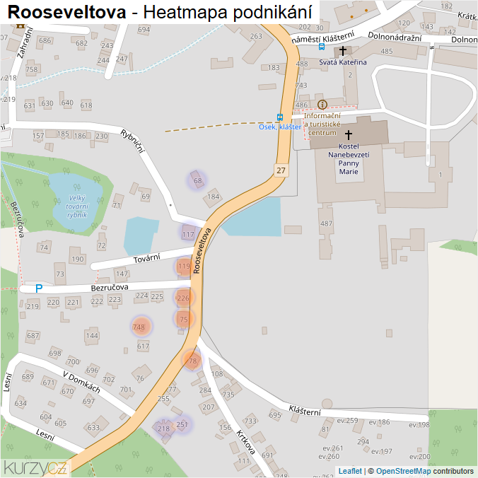 Mapa Rooseveltova - Firmy v ulici.