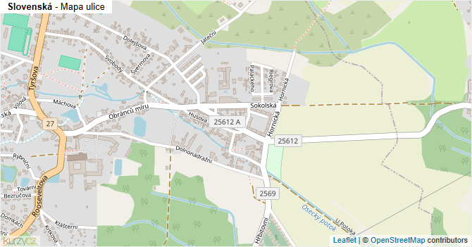 Slovenská - mapa ulice