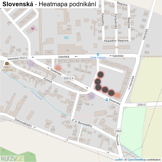 Mapa Slovenská - Firmy v ulici.