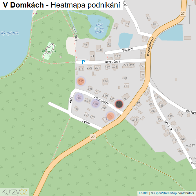 Mapa V Domkách - Firmy v ulici.