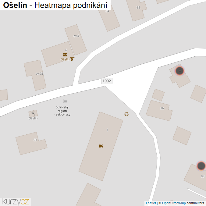 Mapa Ošelín - Firmy v obci.