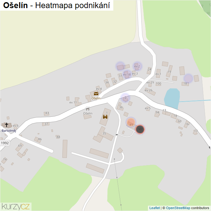 Mapa Ošelín - Firmy v části obce.