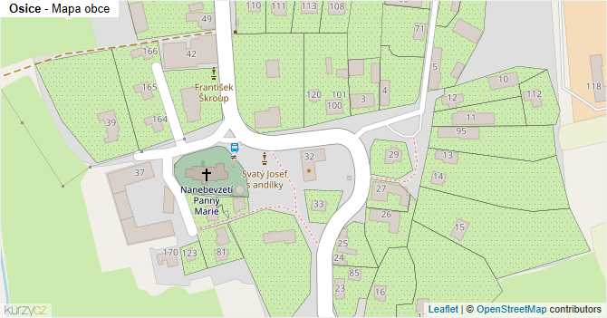 Osice - mapa obce