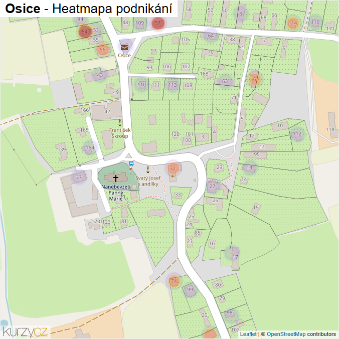 Mapa Osice - Firmy v části obce.