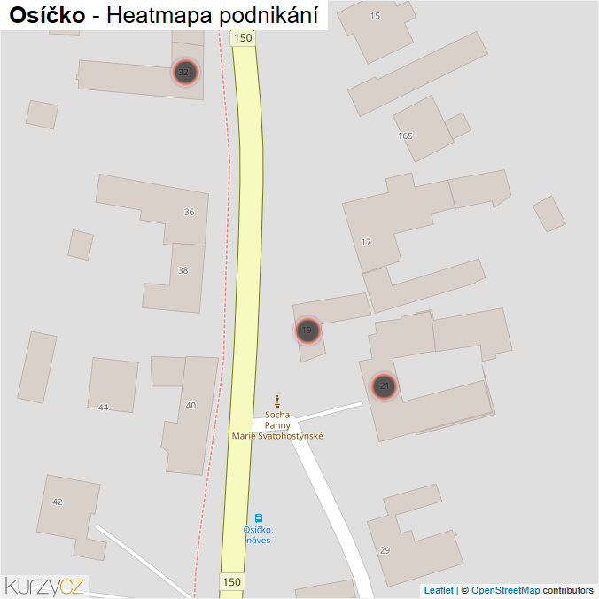 Mapa Osíčko - Firmy v obci.