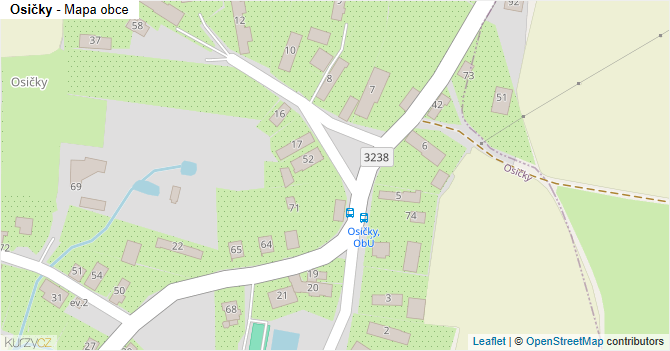 Osičky - mapa obce