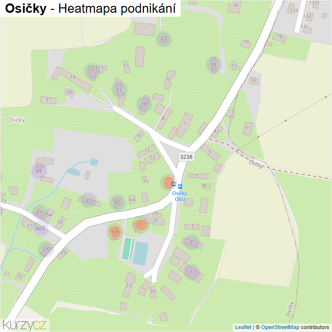Mapa Osičky - Firmy v části obce.