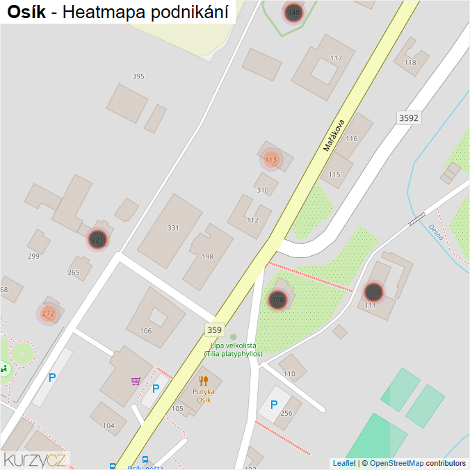 Mapa Osík - Firmy v obci.