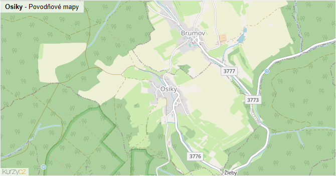 Osiky - záplavové mapy stoleté vody