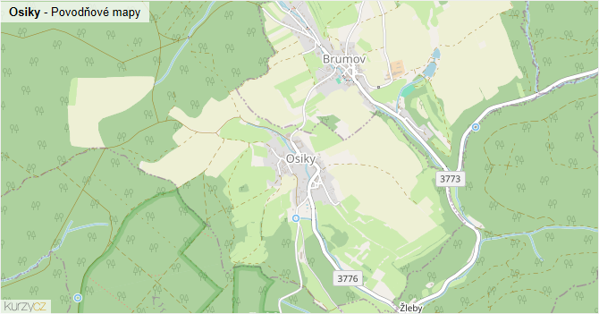 Osiky - záplavové mapy stoleté vody