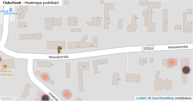 Oskořínek - mapa podnikání