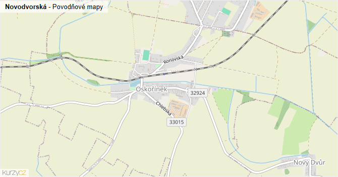 Novodvorská - záplavové mapy stoleté vody