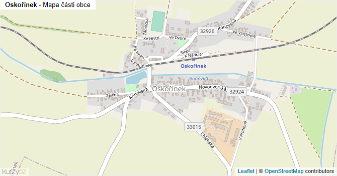 Oskořínek - mapa části obce