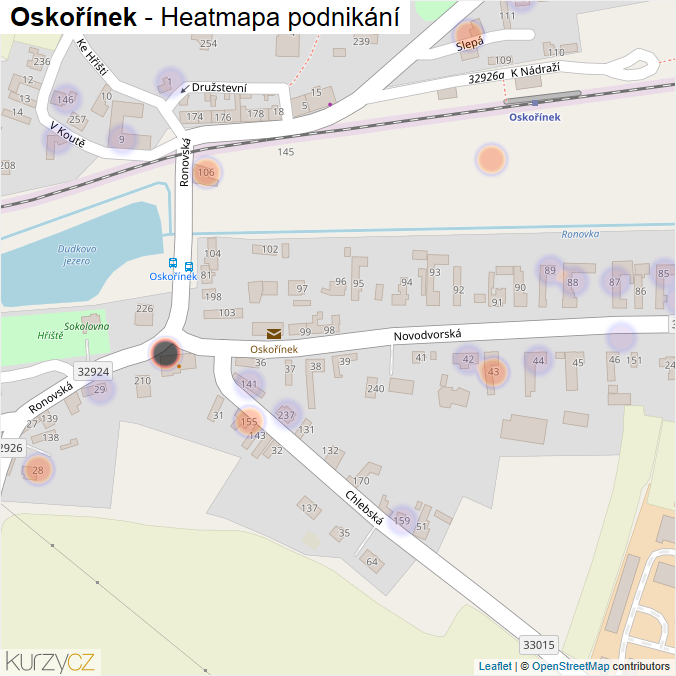 Mapa Oskořínek - Firmy v části obce.