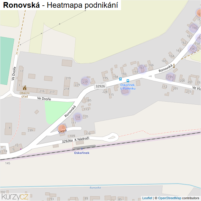Mapa Ronovská - Firmy v ulici.