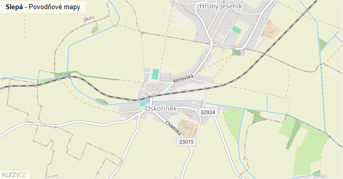 Slepá - záplavové mapy stoleté vody