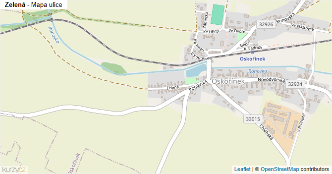 Zelená - mapa ulice