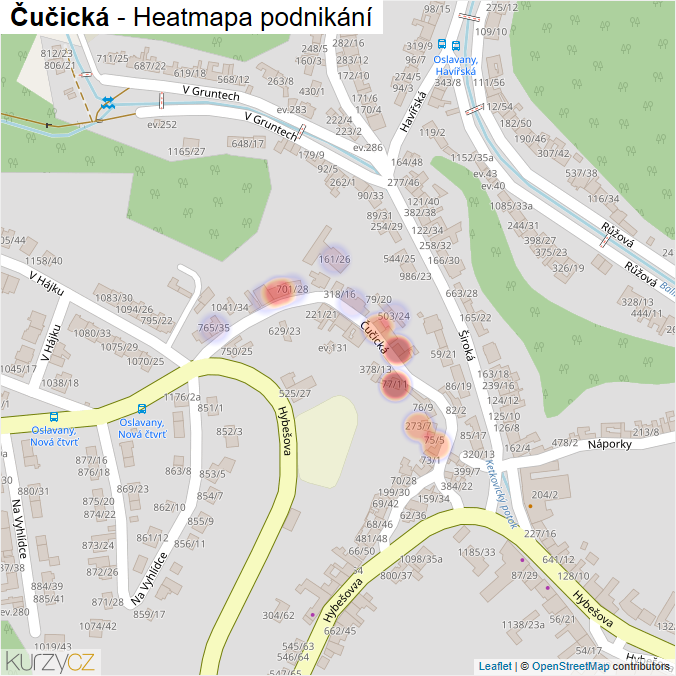Mapa Čučická - Firmy v ulici.