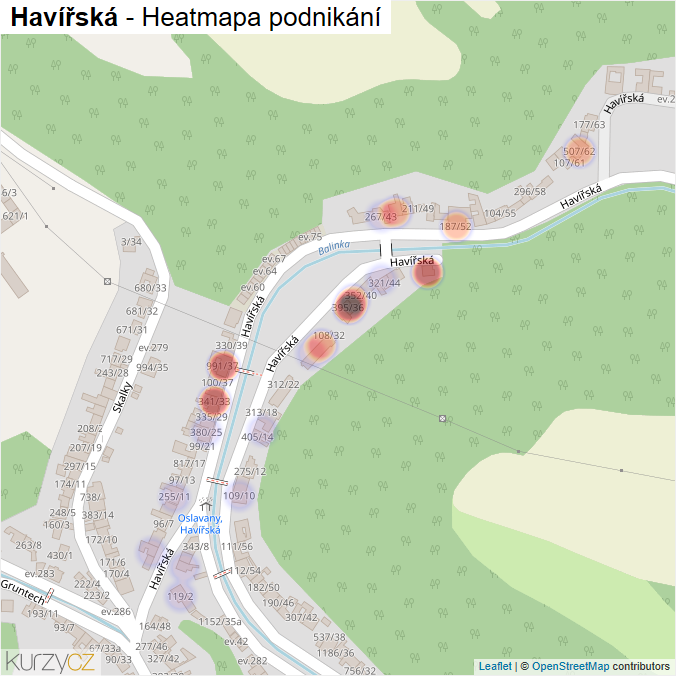 Mapa Havířská - Firmy v ulici.