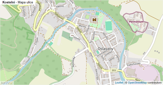 Kostelní - mapa ulice