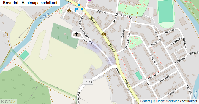 Kostelní - mapa podnikání