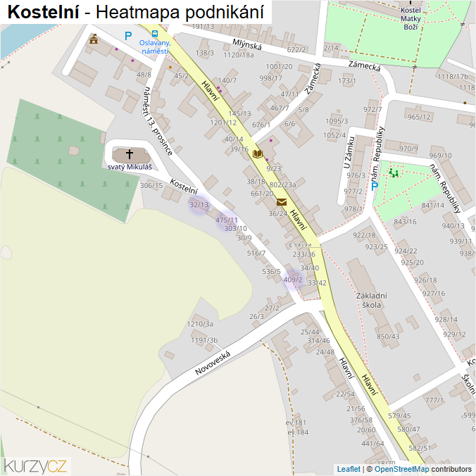 Mapa Kostelní - Firmy v ulici.