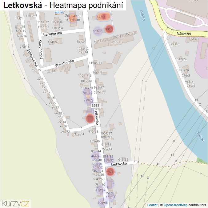 Mapa Letkovská - Firmy v ulici.