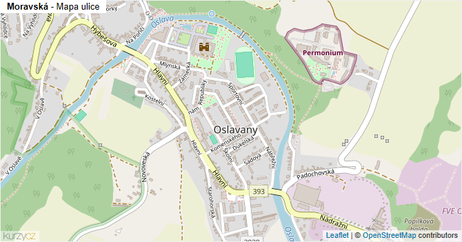 Moravská - mapa ulice