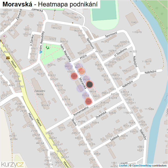 Mapa Moravská - Firmy v ulici.