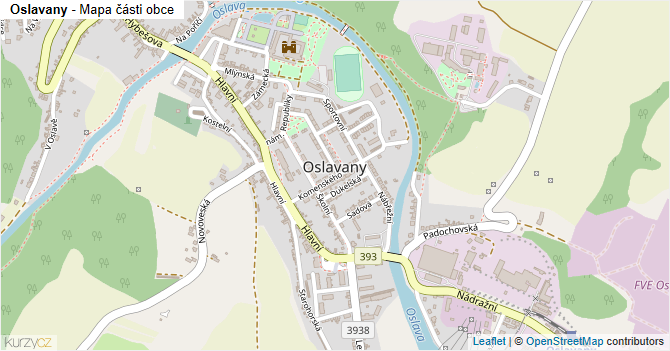 Oslavany - mapa části obce
