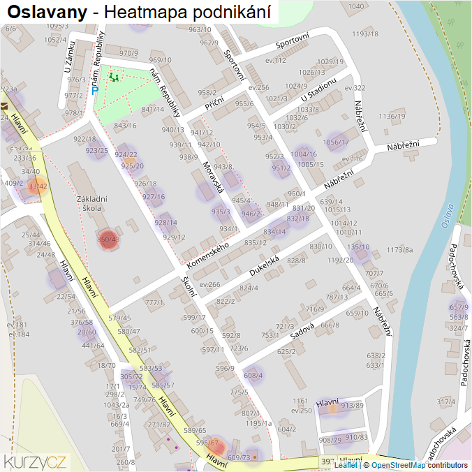 Mapa Oslavany - Firmy v části obce.